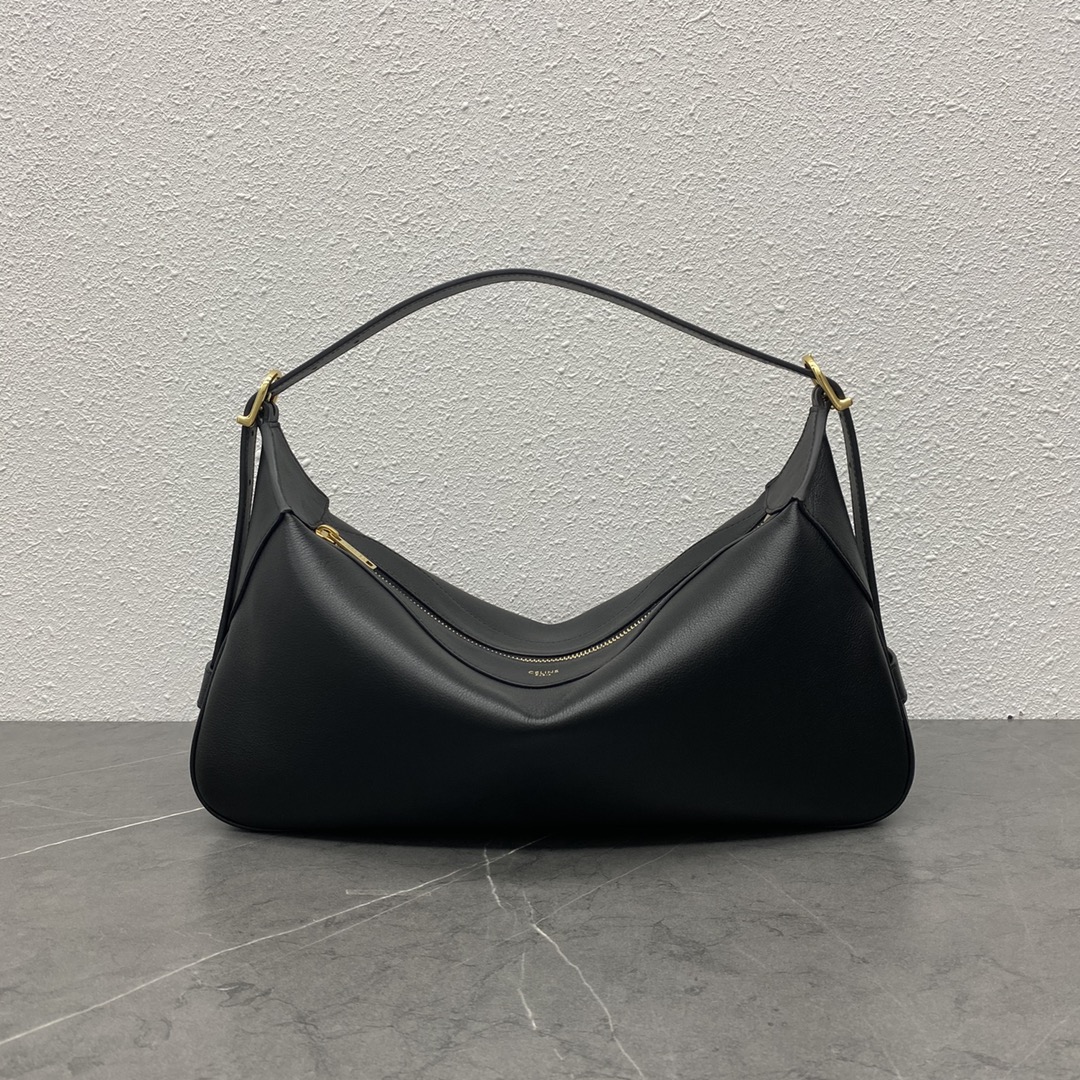 Celine Medium Romy Shoulder Bag Handbag In Supple Calfskin Black 197443